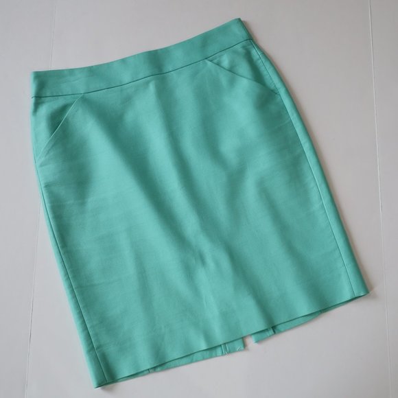J. Crew Skirts J Crew Size 8 Turquoise Black Polka Dot Pencil Skirt